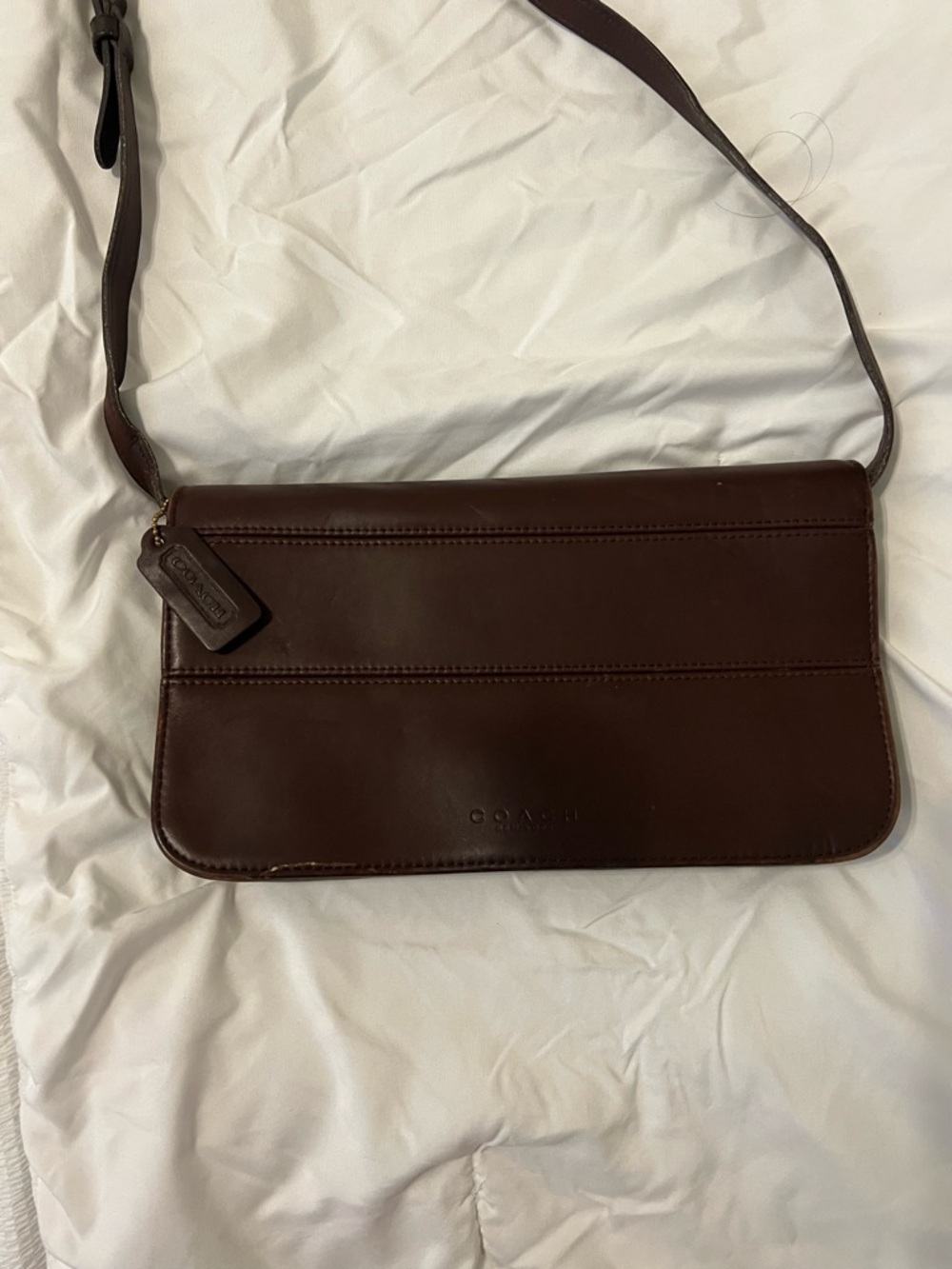 Coach Men’s Dark Brown Leather Messenger Crossbody